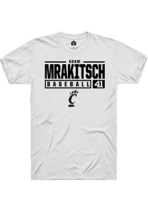 Adam Mrakitsch White Cincinnati Bearcats NIL Stacked Box Short Sleeve T Shirt