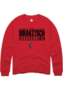 Adam Mrakitsch Rally Mens Red Cincinnati Bearcats NIL Stacked Box Crew Sweatshirt