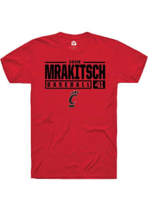 Adam Mrakitsch Red Cincinnati Bearcats NIL Stacked Box Short Sleeve T Shirt