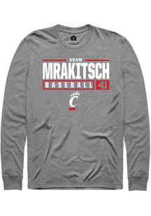 Adam Mrakitsch Rally Mens Graphite Cincinnati Bearcats NIL Stacked Box Tee