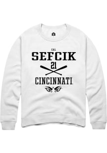 Cal Sefcik Rally Mens White Cincinnati Bearcats NIL Sport Icon Crew Sweatshirt