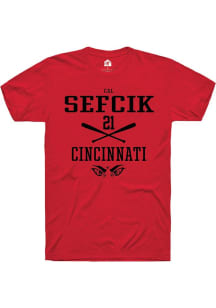 Cal Sefcik Red Cincinnati Bearcats NIL Sport Icon Short Sleeve T Shirt