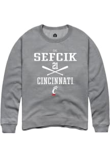 Cal Sefcik Rally Mens Graphite Cincinnati Bearcats NIL Sport Icon Crew Sweatshirt