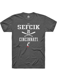 Cal Sefcik Dark Grey Cincinnati Bearcats NIL Sport Icon Short Sleeve T Shirt