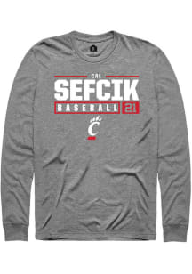 Cal Sefcik Rally Mens Graphite Cincinnati Bearcats NIL Stacked Box Tee