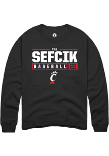 Cal Sefcik Rally Mens  Cincinnati Bearcats NIL Stacked Box Crew Sweatshirt