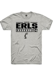 Carter Erls Ash Cincinnati Bearcats NIL Stacked Box Short Sleeve T Shirt