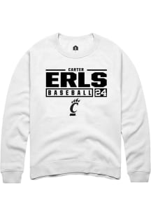 Carter Erls Rally Mens White Cincinnati Bearcats NIL Stacked Box Crew Sweatshirt