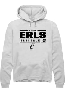 Carter Erls Rally Mens White Cincinnati Bearcats NIL Stacked Box Hooded Sweatshirt