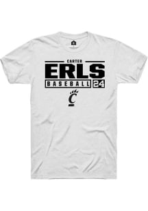 Carter Erls White Cincinnati Bearcats NIL Stacked Box Short Sleeve T Shirt