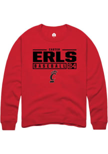 Carter Erls Rally Mens Red Cincinnati Bearcats NIL Stacked Box Crew Sweatshirt