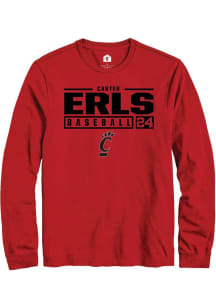 Carter Erls Rally Mens Red Cincinnati Bearcats NIL Stacked Box Tee