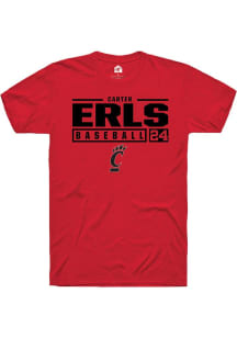 Carter Erls Red Cincinnati Bearcats NIL Stacked Box Short Sleeve T Shirt