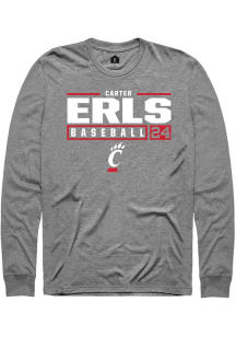 Carter Erls Rally Mens Graphite Cincinnati Bearcats NIL Stacked Box Tee