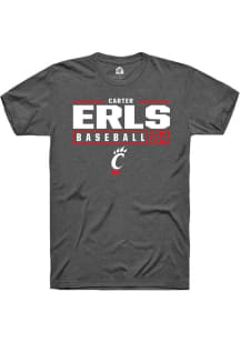 Carter Erls Dark Grey Cincinnati Bearcats NIL Stacked Box Short Sleeve T Shirt