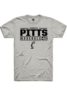 Derrick Pitts Ash Cincinnati Bearcats NIL Stacked Box Short Sleeve T Shirt