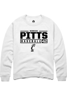 Derrick Pitts Rally Mens White Cincinnati Bearcats NIL Stacked Box Crew Sweatshirt