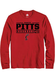 Derrick Pitts Rally Mens Red Cincinnati Bearcats NIL Stacked Box Tee