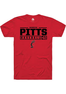 Derrick Pitts Red Cincinnati Bearcats NIL Stacked Box Short Sleeve T Shirt