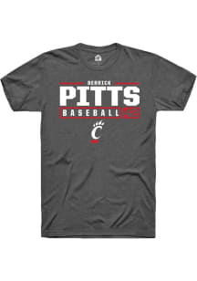 Derrick Pitts Dark Grey Cincinnati Bearcats NIL Stacked Box Short Sleeve T Shirt