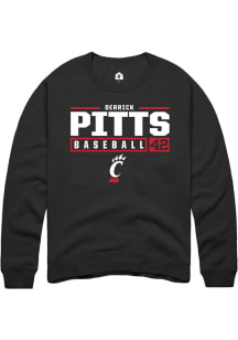 Derrick Pitts Rally Mens Black Cincinnati Bearcats NIL Stacked Box Crew Sweatshirt