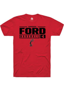 Donovan Ford Red Cincinnati Bearcats NIL Stacked Box Short Sleeve T Shirt