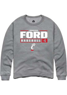 Donovan Ford Rally Mens Graphite Cincinnati Bearcats NIL Stacked Box Crew Sweatshirt