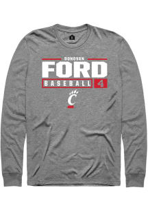 Donovan Ford Rally Mens Graphite Cincinnati Bearcats NIL Stacked Box Tee