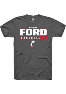 Donovan Ford Dark Grey Cincinnati Bearcats NIL Stacked Box Short Sleeve T Shirt