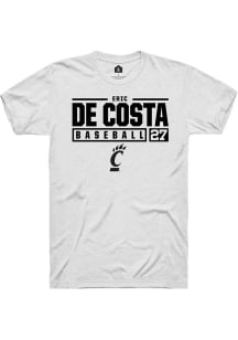 Eric De Costa White Cincinnati Bearcats NIL Stacked Box Short Sleeve T Shirt