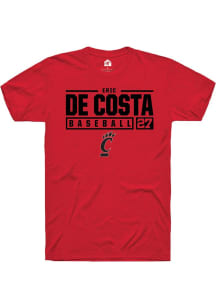 Eric De Costa Red Cincinnati Bearcats NIL Stacked Box Short Sleeve T Shirt