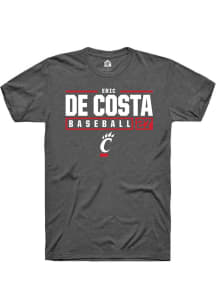 Eric De Costa Dark Grey Cincinnati Bearcats NIL Stacked Box Short Sleeve T Shirt