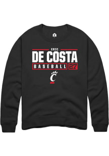 Eric De Costa Rally Mens Black Cincinnati Bearcats NIL Stacked Box Crew Sweatshirt