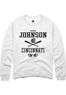 Hudson Johnson Rally Mens White Cincinnati Bearcats NIL Sport Icon Crew Sweatshirt