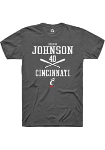 Hudson Johnson Dark Grey Cincinnati Bearcats NIL Sport Icon Short Sleeve T Shirt