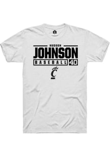 Hudson Johnson White Cincinnati Bearcats NIL Stacked Box Short Sleeve T Shirt