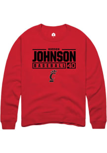 Hudson Johnson Rally Mens Red Cincinnati Bearcats NIL Stacked Box Crew Sweatshirt