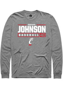 Hudson Johnson Rally Mens Graphite Cincinnati Bearcats NIL Stacked Box Tee