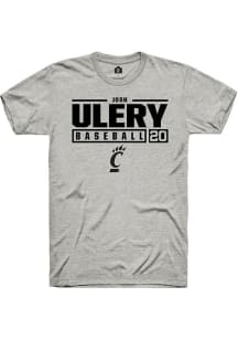 Josh Ulery Ash Cincinnati Bearcats NIL Stacked Box Short Sleeve T Shirt