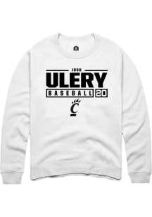 Josh Ulery Rally Mens White Cincinnati Bearcats NIL Stacked Box Crew Sweatshirt