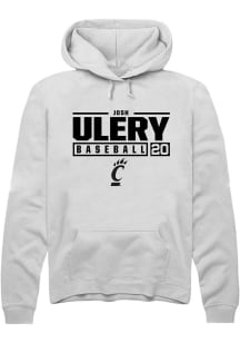 Josh Ulery Rally Mens White Cincinnati Bearcats NIL Stacked Box Hooded Sweatshirt