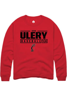 Josh Ulery Rally Mens Red Cincinnati Bearcats NIL Stacked Box Crew Sweatshirt