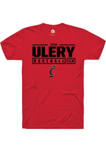 Josh Ulery Red Cincinnati Bearcats NIL Stacked Box Short Sleeve T Shirt