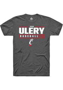 Josh Ulery Dark Grey Cincinnati Bearcats NIL Stacked Box Short Sleeve T Shirt