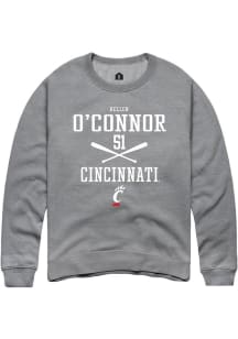 Kellen O'Connor Rally Mens Graphite Cincinnati Bearcats NIL Sport Icon Crew Sweatshirt