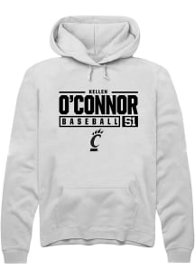 Kellen O'Connor Rally Mens White Cincinnati Bearcats NIL Stacked Box Hooded Sweatshirt