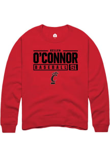 Kellen O'Connor Rally Mens Red Cincinnati Bearcats NIL Stacked Box Crew Sweatshirt