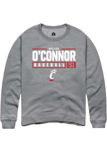 Kellen O'Connor Rally Mens Graphite Cincinnati Bearcats NIL Stacked Box Crew Sweatshirt