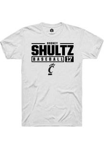 Rodney Shultz White Cincinnati Bearcats NIL Stacked Box Short Sleeve T Shirt