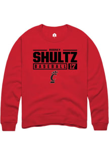 Rodney Shultz Rally Mens Red Cincinnati Bearcats NIL Stacked Box Crew Sweatshirt